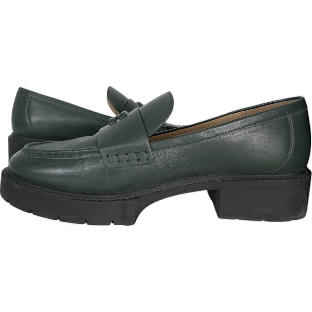 Coach Leah Loafer in Green Leather with Platform Lug Sole (11) - Picture 9 of 16